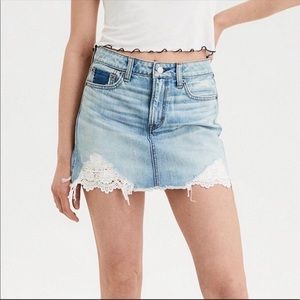American Eagle lace detail jean skirt